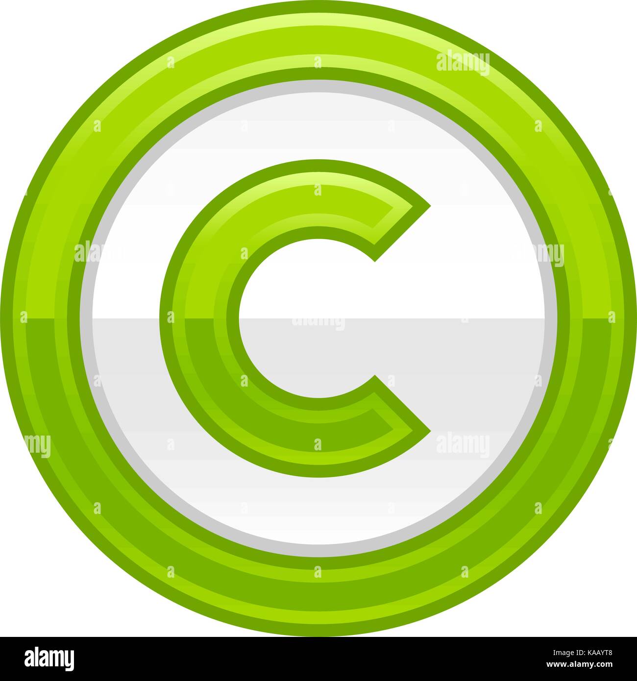 Es in allen ihren Designs verwenden. Das Copyright Symbol oder Copyright Zeichen, ein umkreiste Großbuchstabe c Grün glänzend Schaltfläche web Internet Symbol abgerundet. Vektor Stock Vektor