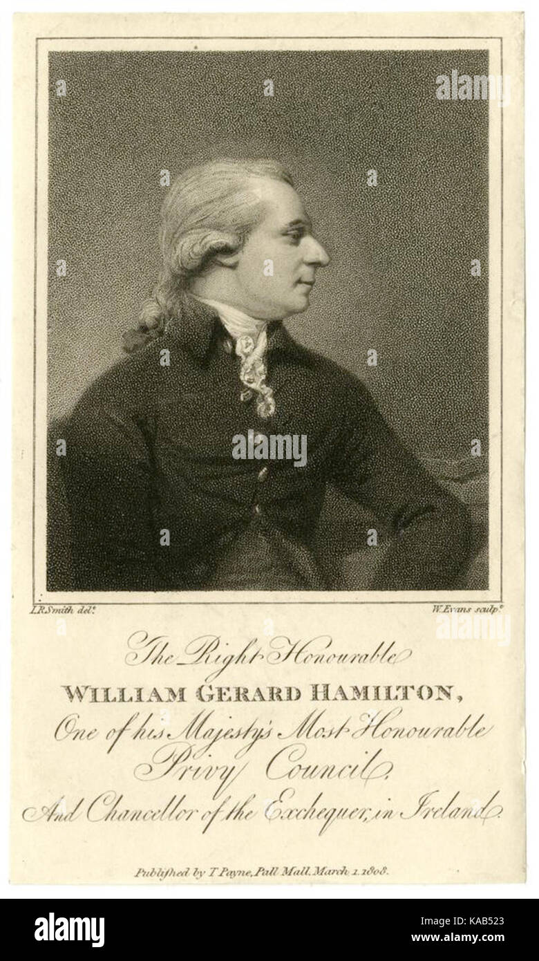 Recht auf William Gerard Hamilton, einer Seiner Majestät Die meisten EHRENWERTEN Geheimen Rat und Schatzkanzler in Irland Stockfoto