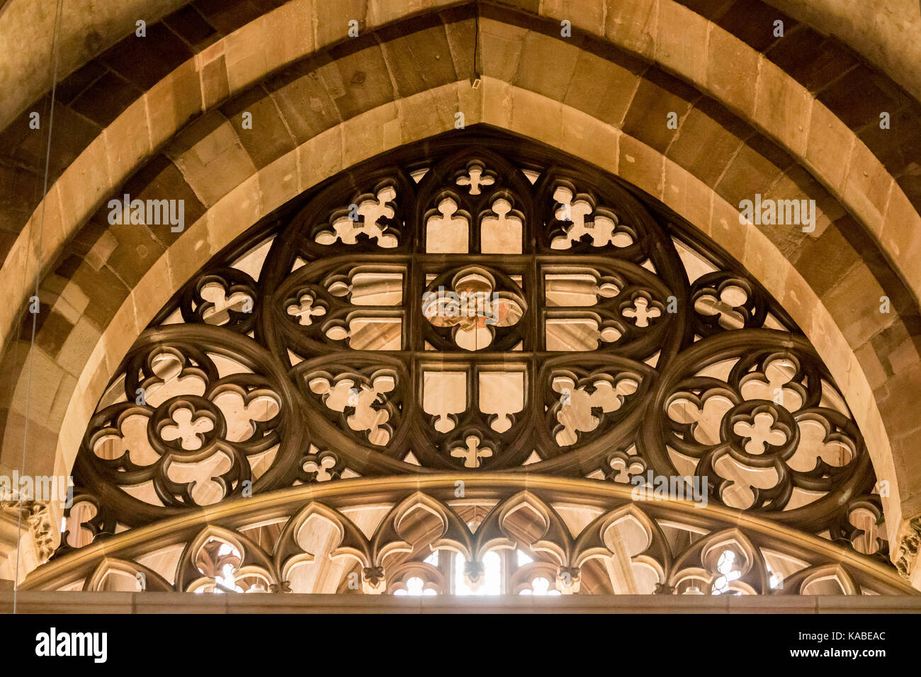 Detail der west Fenster, Frauenkirche, Nürnberg, Bayern, Deutschland Stockfoto