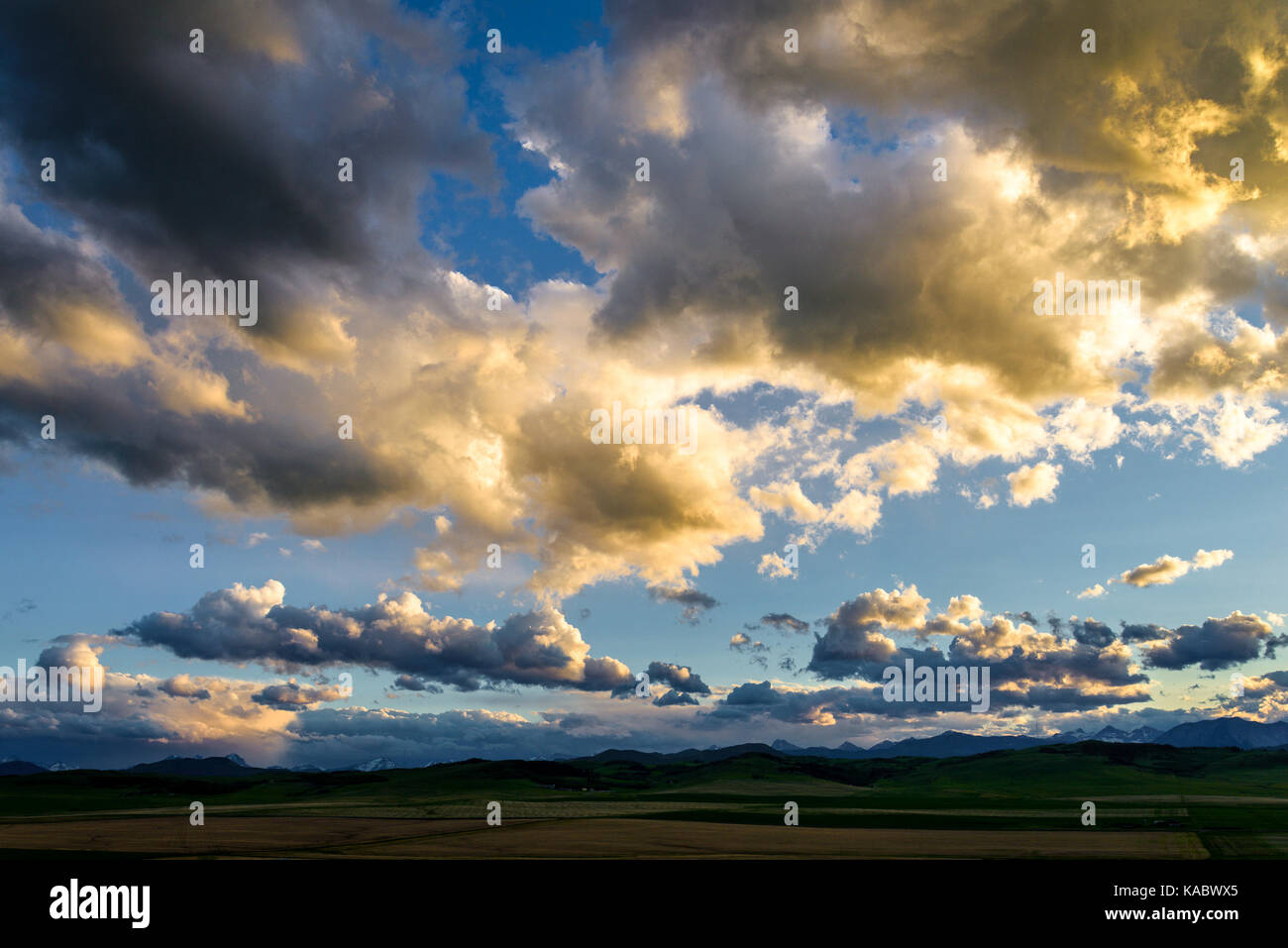 Wolken in der Nähe des Rocky Mountain Foothills, Pincher Creek, Alberta, Kanada Stockfoto