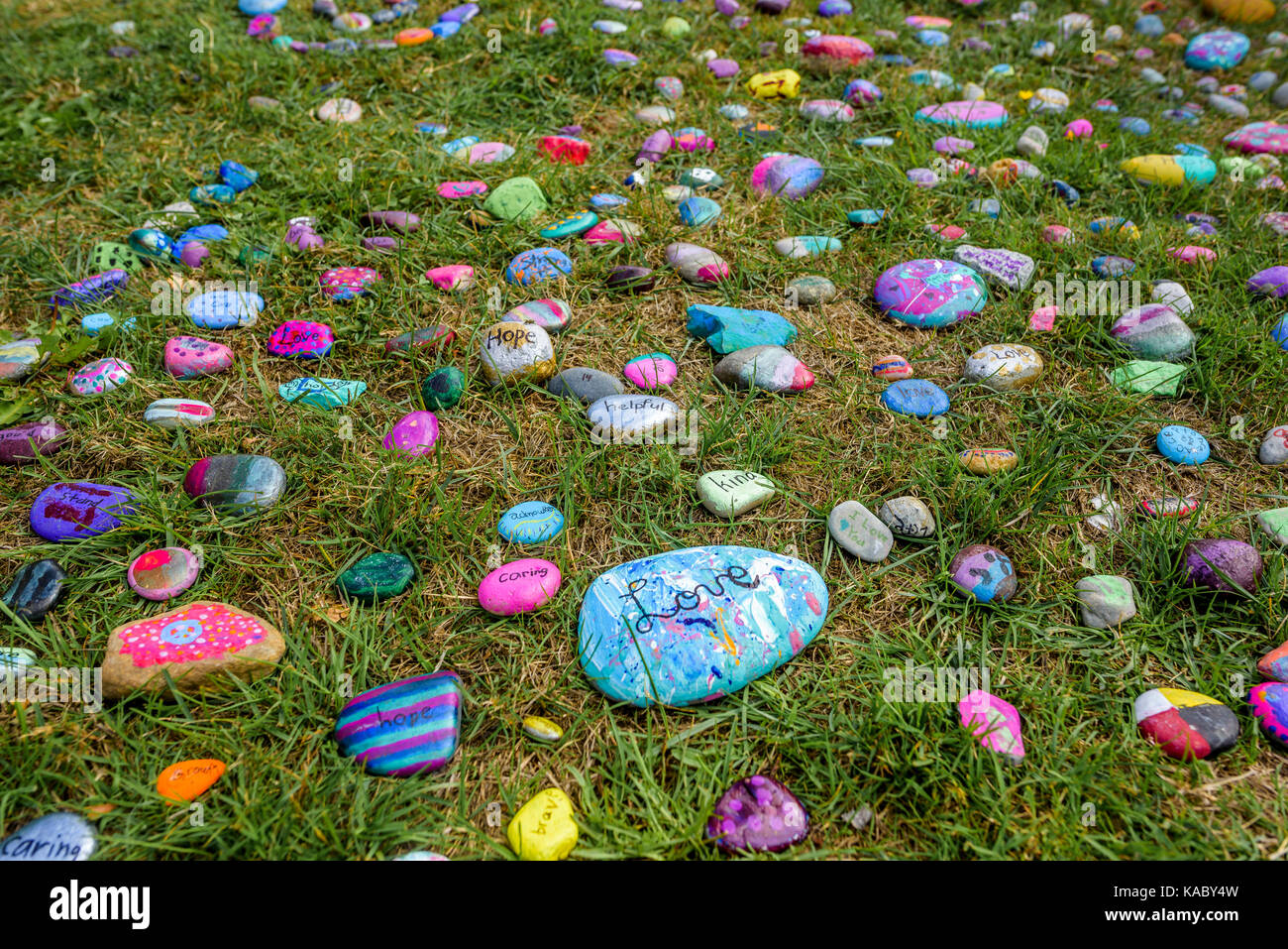 Malte Rock Art Installation, Spaziergang zur Versöhnung, Vancouver, British Columbia, Kanada. Stockfoto