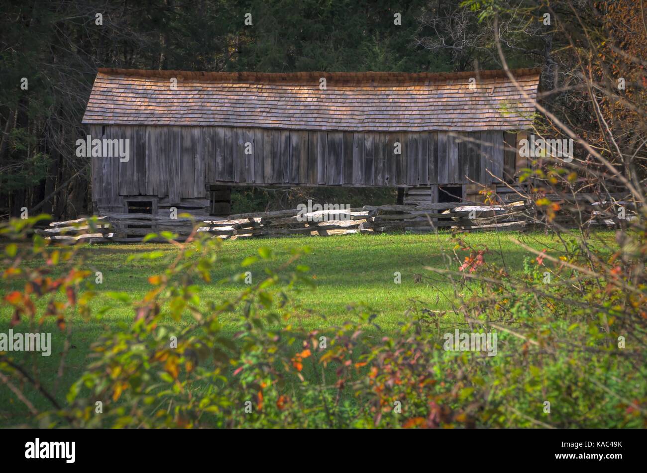 Scheune in Cades Cove Stockfoto