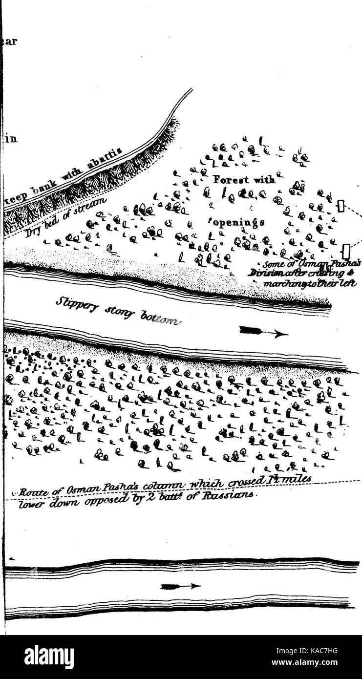 Route von Osman Pasha's cotamn 1,5 Meilen unten durchquert von 2 balt der Russen. Laurence Oliphant. Die Trans-Kaukasischen Kampagne der türkischen Armee unter Omer Pascha. 1856. S. 100 Stockfoto