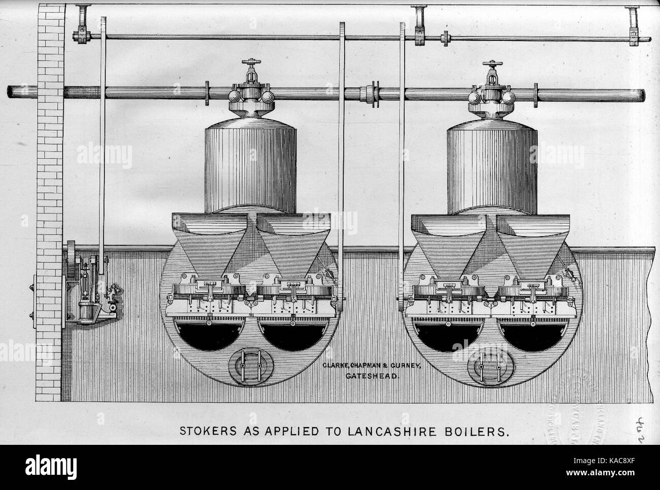 Automatische Feuerungen für Lancashire Kessel Traktate Vol 9 p 442 Stockfoto