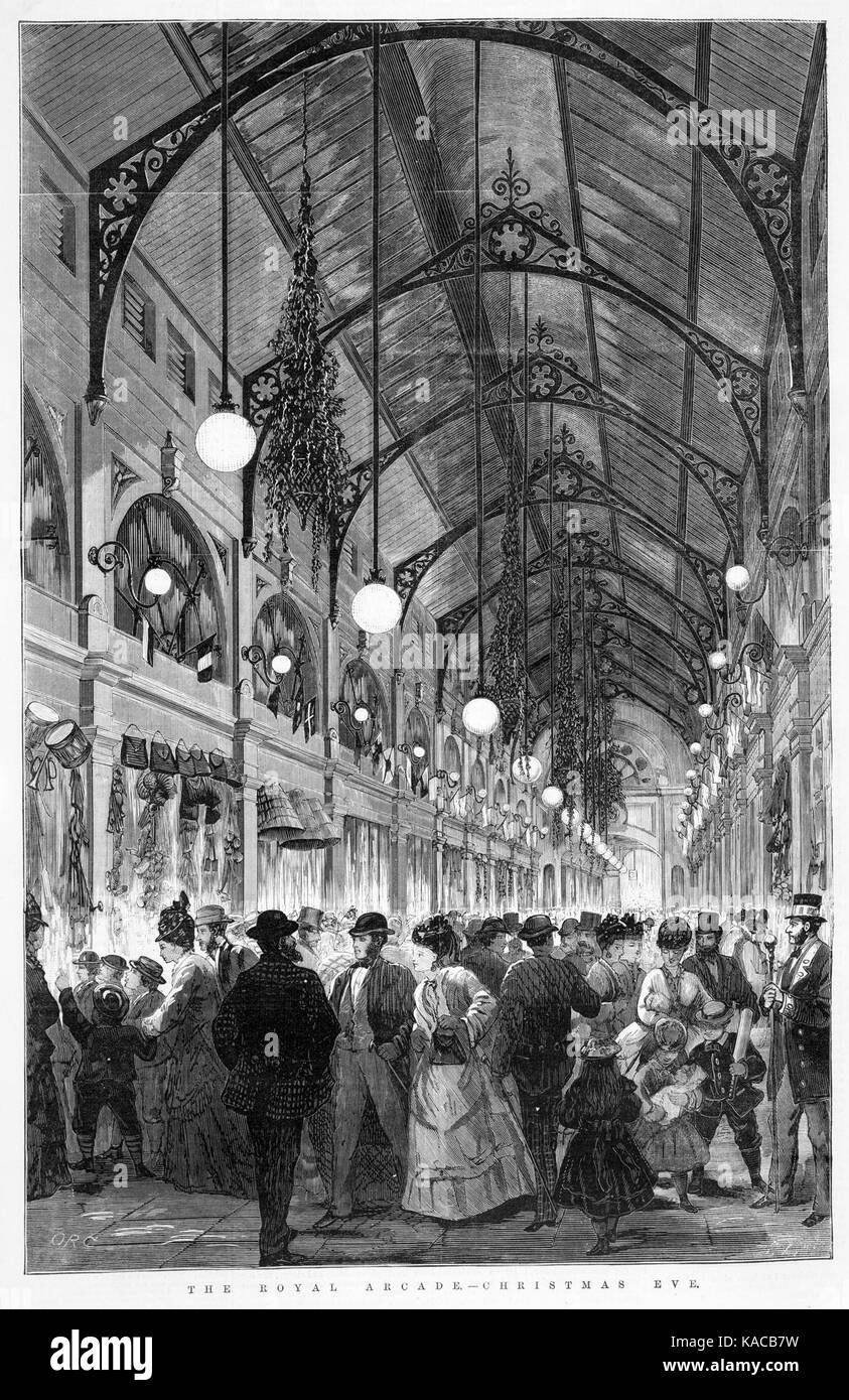 Royal Arcade Melbourne Heiligabend 1874 Stockfoto