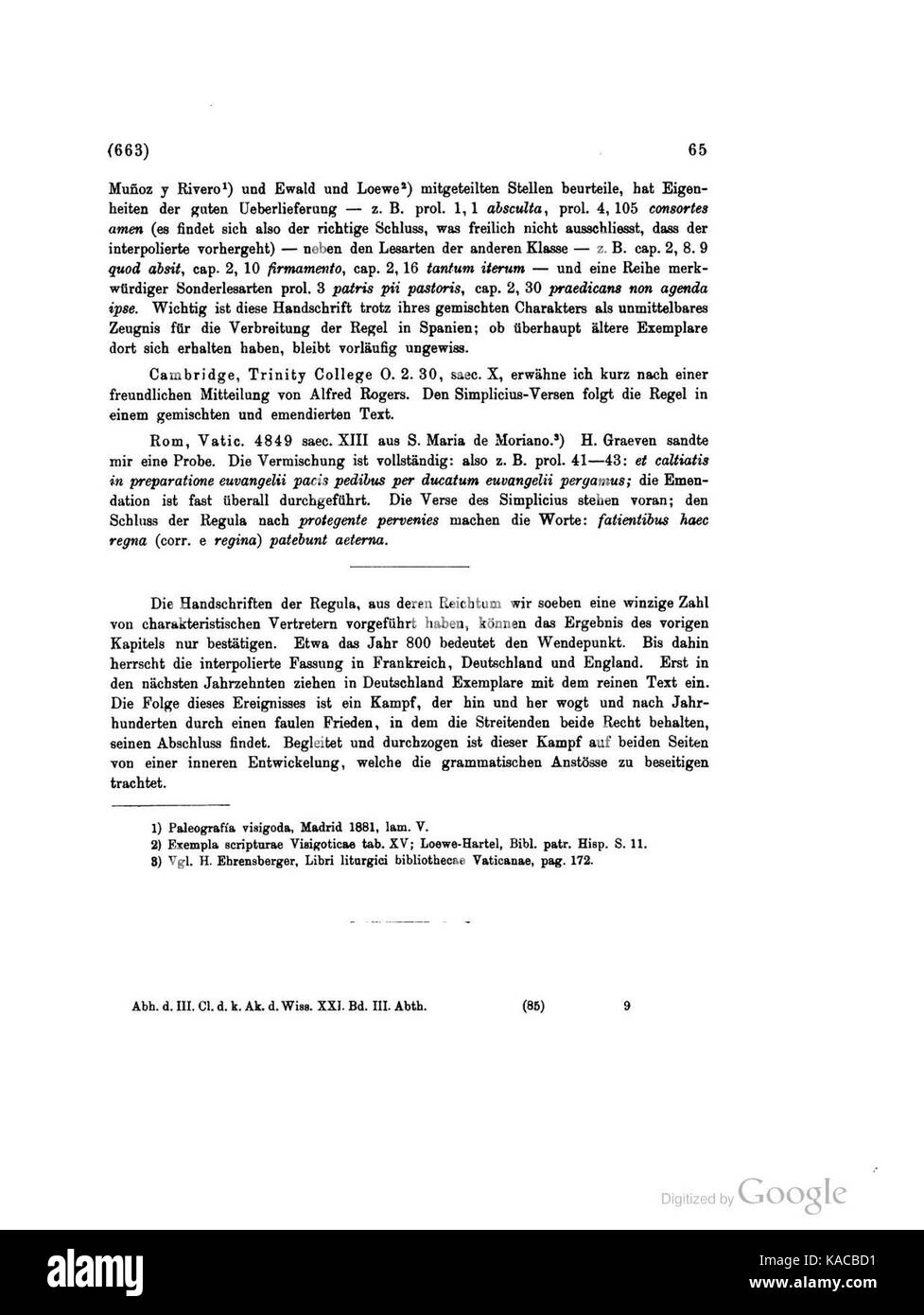 Textgeschichte der Regula S. Benedicti 065 Stockfoto