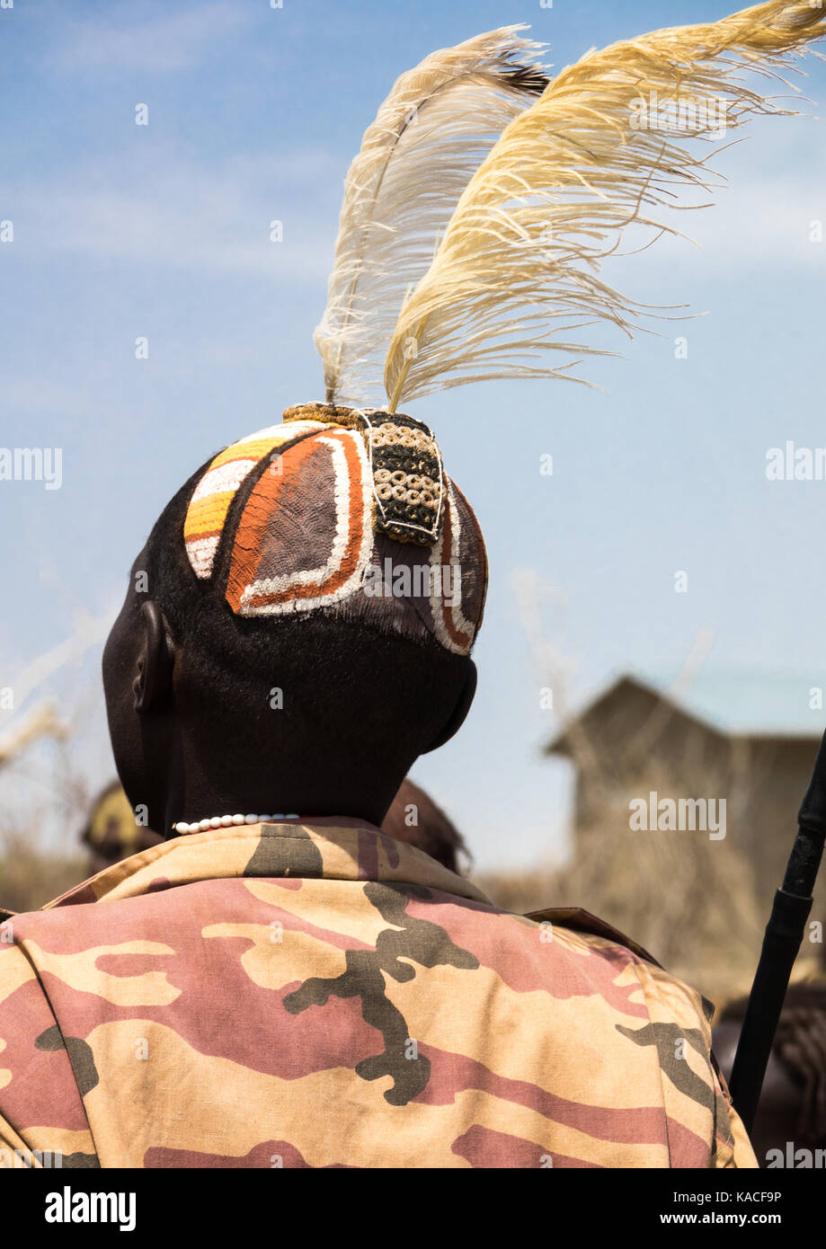 Dassanech Stolz Ox Feier, Salheng, Turkana County, Omorate, Äthiopien Stockfoto