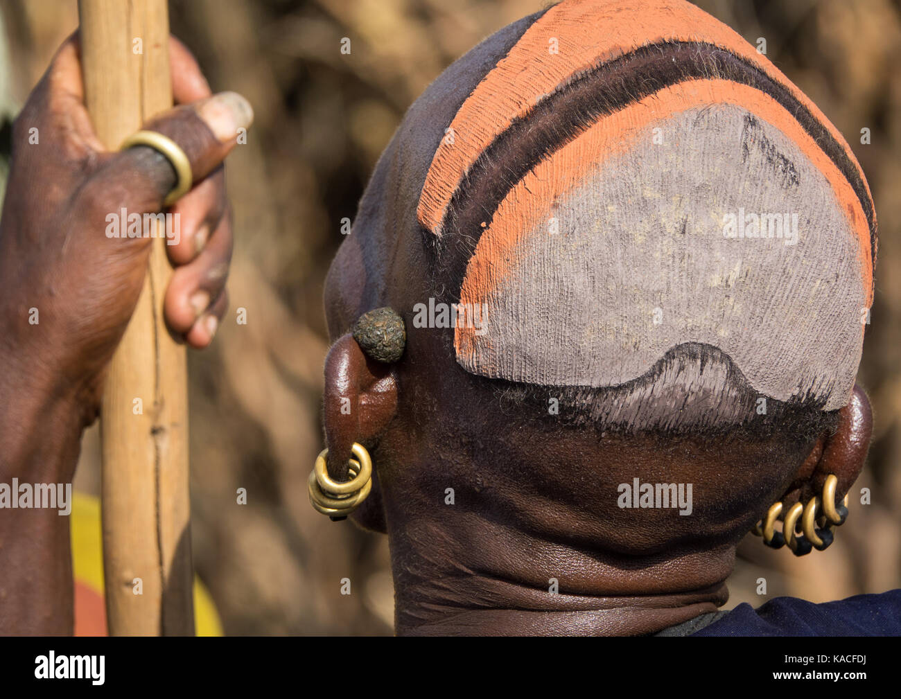 Dassanech Stolz Ox Feier, Salheng, Turkana County, Omorate, Äthiopien Stockfoto