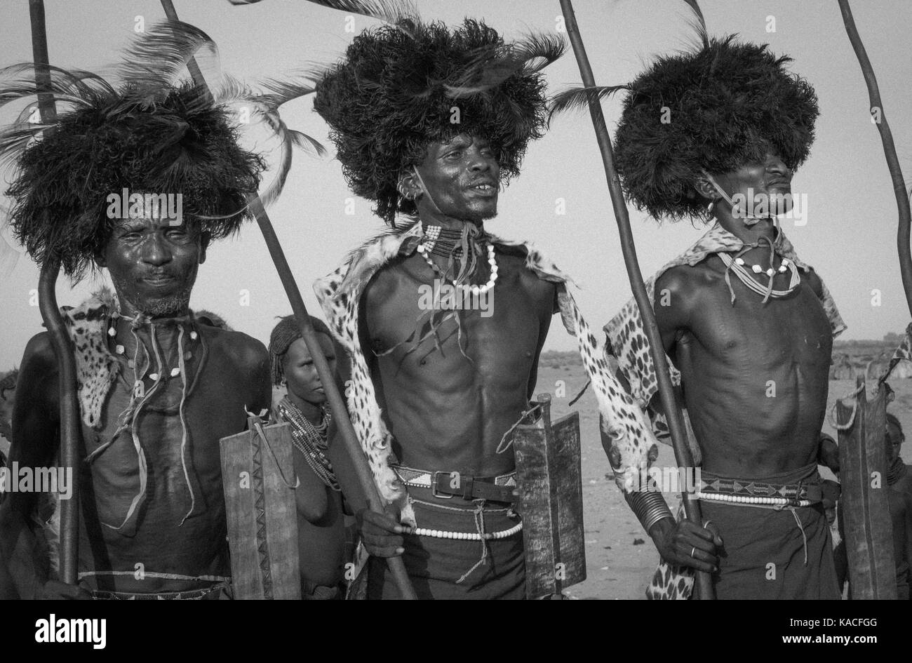 Dassanech Dimi Zeremonie Beschneidung von Teenagern, Sies zu feiern, Turkana County, Omorate, Äthiopien Stockfoto