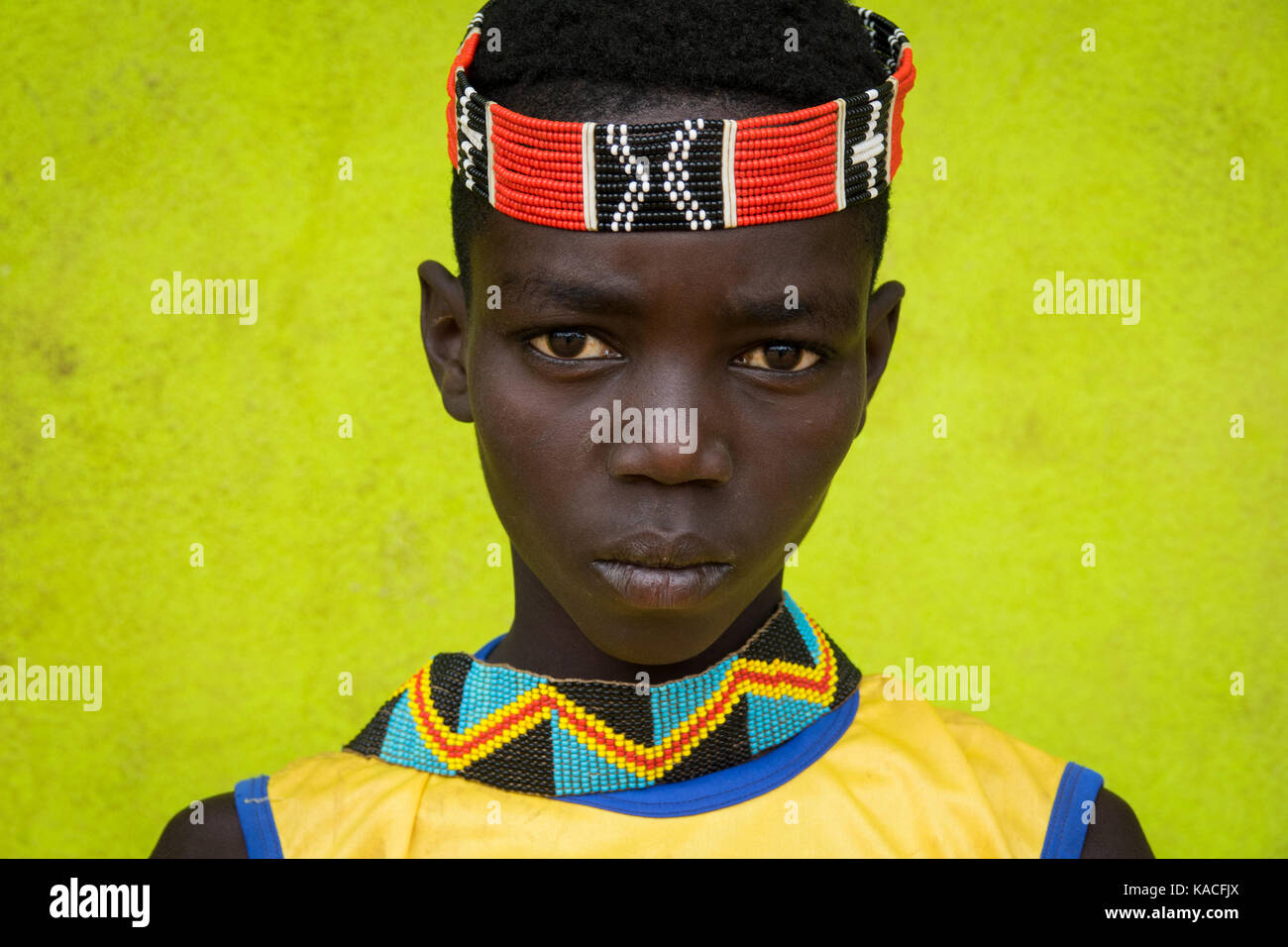 Junge Bana Junge, Key Afer, Omo Valley, Äthiopien Stockfoto