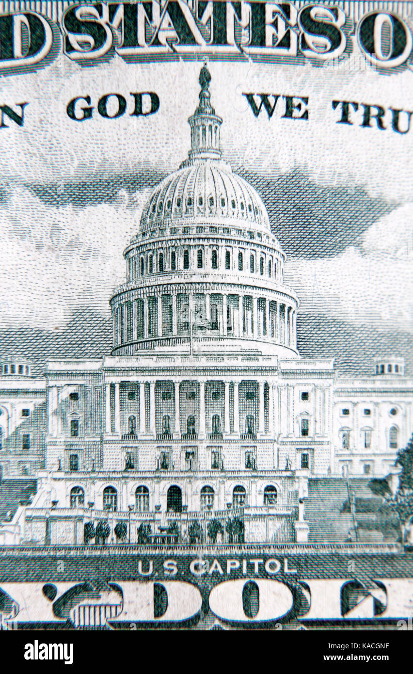 Nahaufnahme der Rückseite der Amerikanischen 50 Dollar Bill Stockfoto