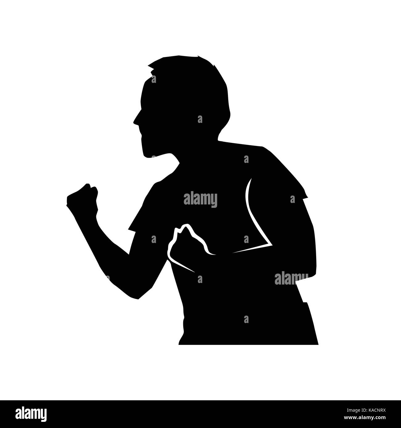 Bold boxer Haltung Silhouette, Illustration Design, auf weißem Hintergrund. Stock Vektor
