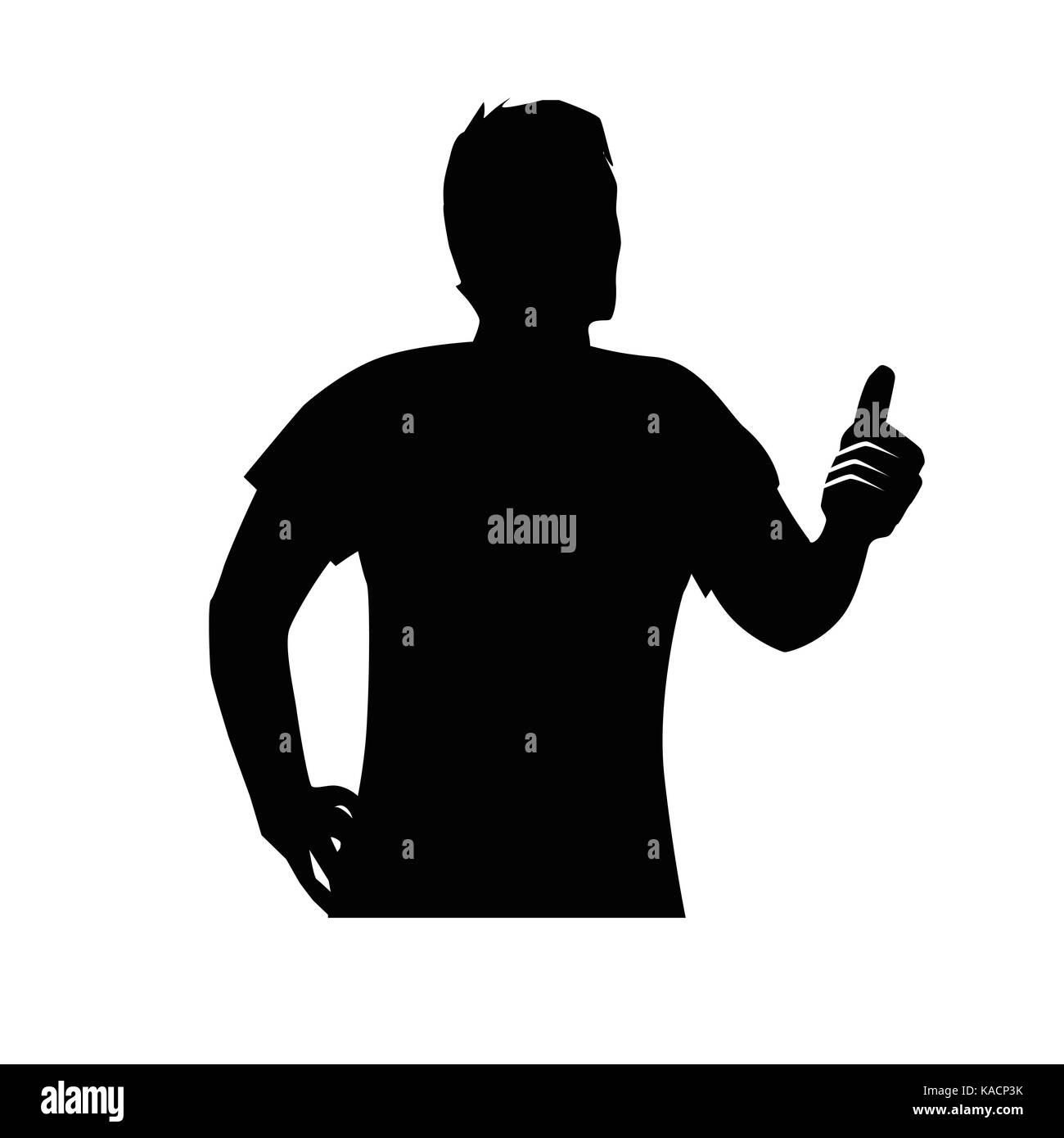 Mann mit Daumen hoch, Silhouette, Illustration Design, auf weißem Hintergrund. Stock Vektor