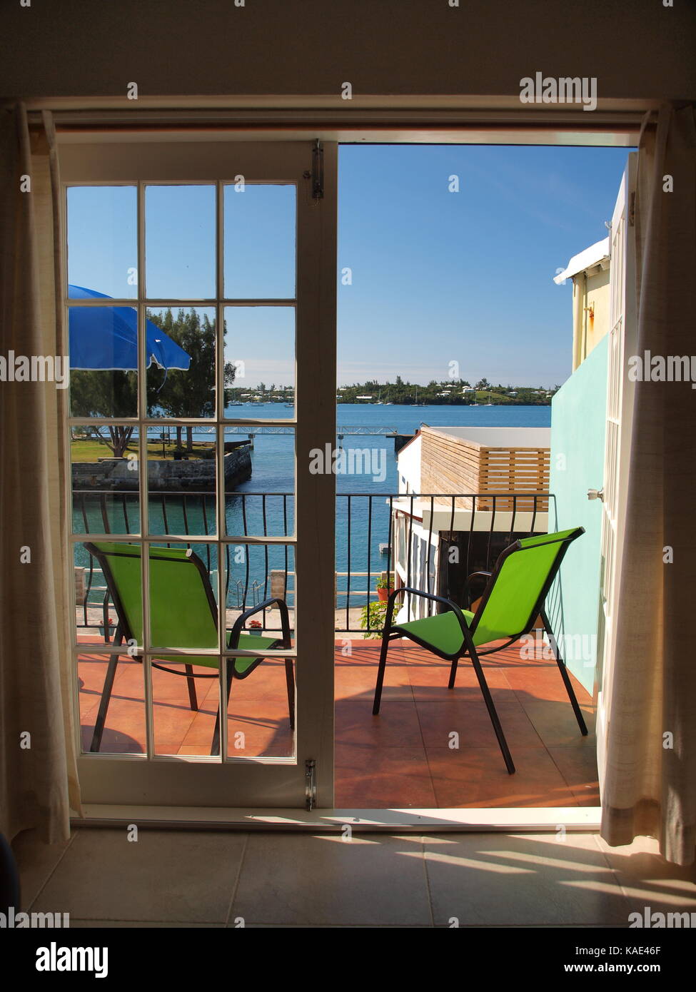 Verschiedene Ansichten von St. Georges, Bermuda mit seinen bekannten Pastell Strukturen Stockfoto