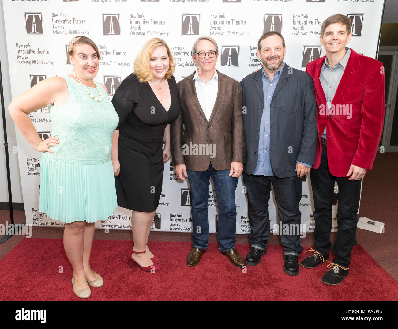 New York, Vereinigte Staaten. 25 Sep, 2017. Akia, Shay Giner, Matthew Broderick, Jason Bowcutt, Nick Micozzi besuchen 2017 Innovation Theater Awards an Gerald Lynch Theater am John Jay College Credit: Lev Radin/Pacific Press/Alamy leben Nachrichten Stockfoto