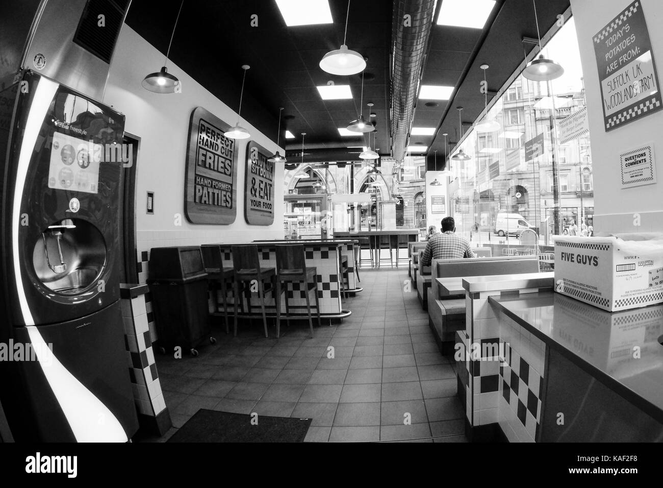 Zweig der fünf Jungs fast food Kette in Bradford, West Yorkshire. Stockfoto