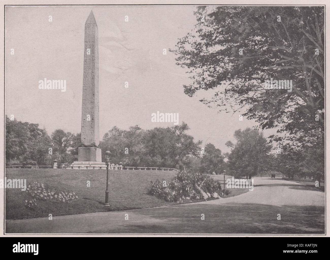 Obelisk, Central Park. Es ist ein Monolith, oder einzelner Stein, aus dem Granit Steinbrüche in Ägypten, 69 ½ Fuß hoch, 7 Fuß 9 Zoll durch... Stockfoto