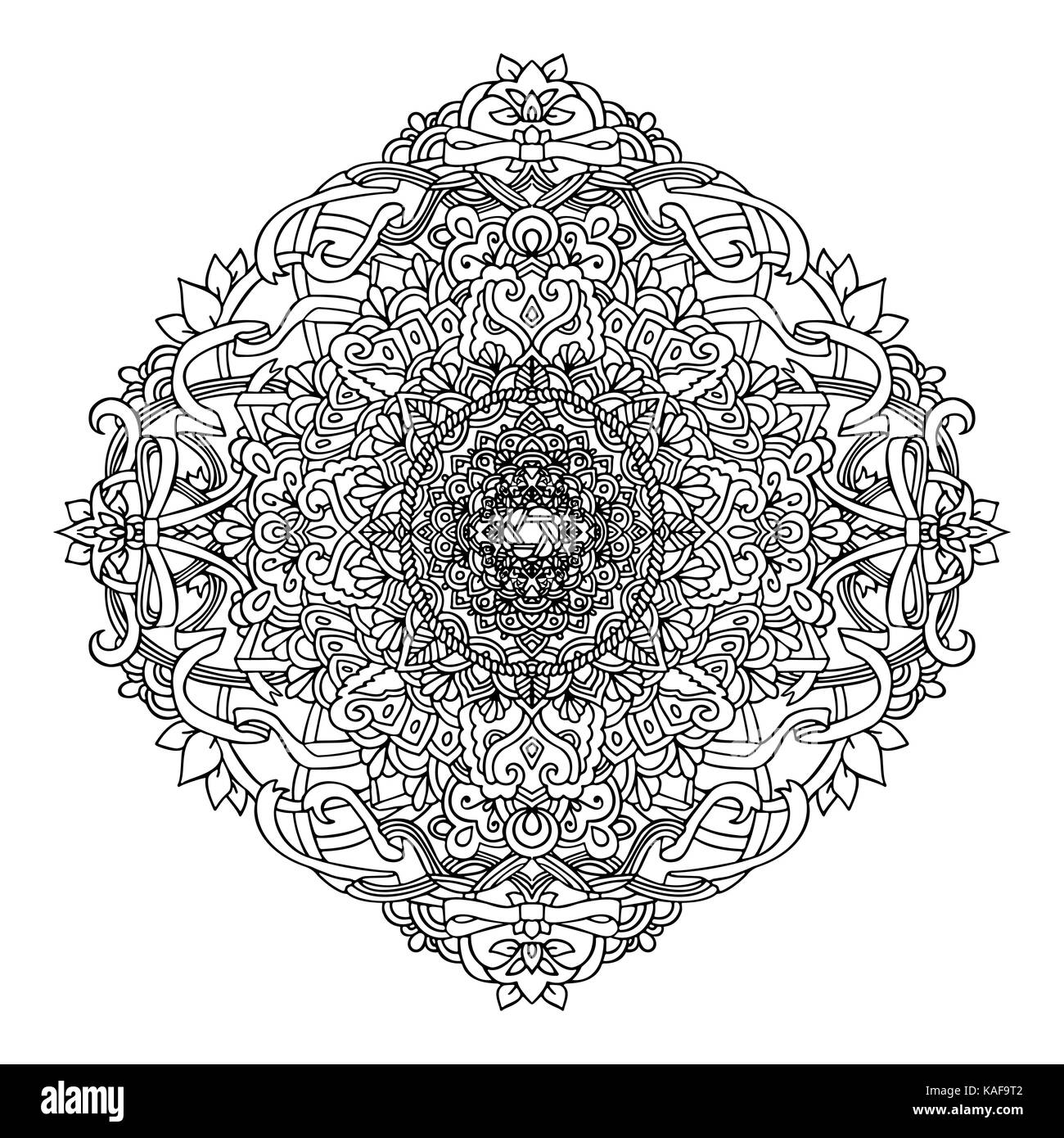 Abstrakte mandala Ornament. Asiatische Muster. Schwarze und weiße authentischen Hintergrund. Vector Illustration. Stock Vektor