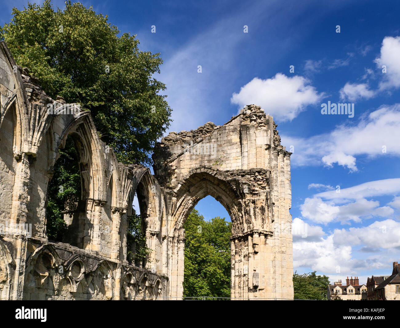 St Marys Abbey Ruinen in Museum Gardens York Yorkshire England Stockfoto