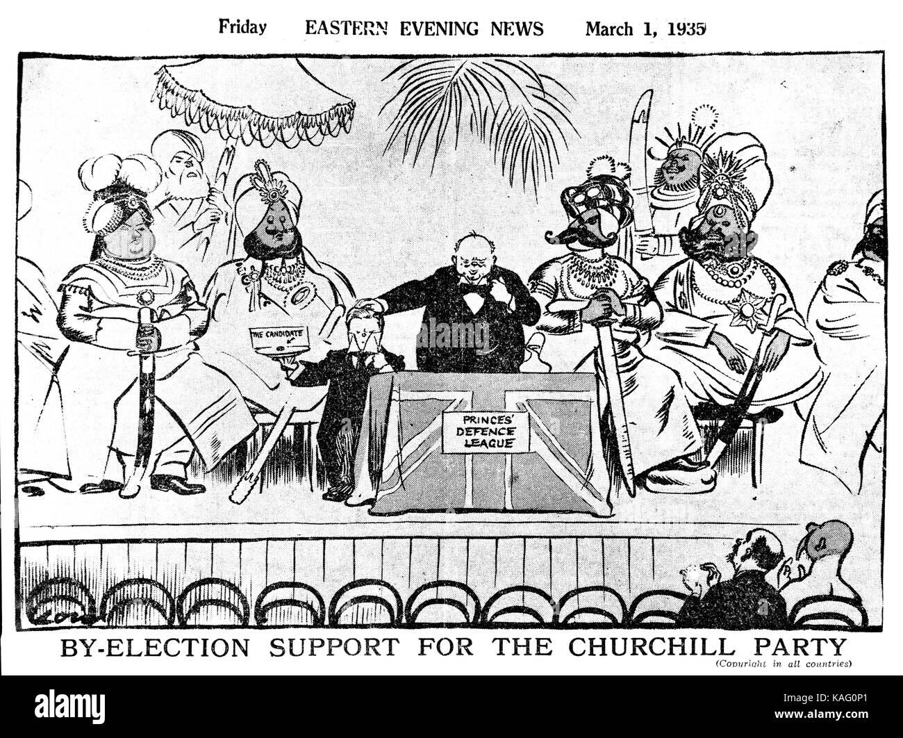 churchill Cartoon Eastern Evening News März 1 1939 Stockfoto