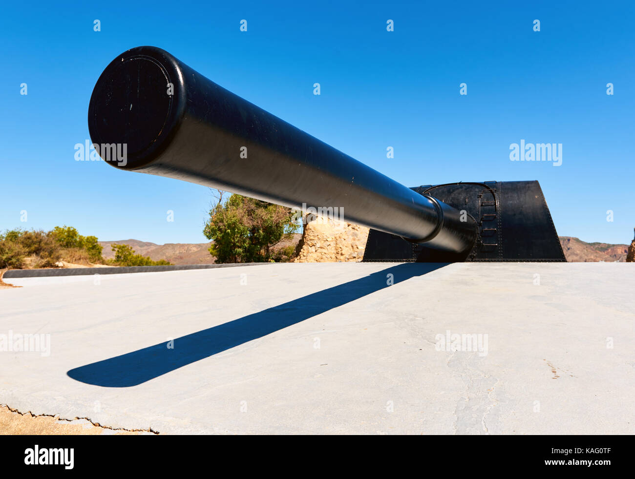 Castillitos Batterie. Massive Waffen, die Bucht von Cartagena verteidigt. Murcia. Spanien Stockfoto