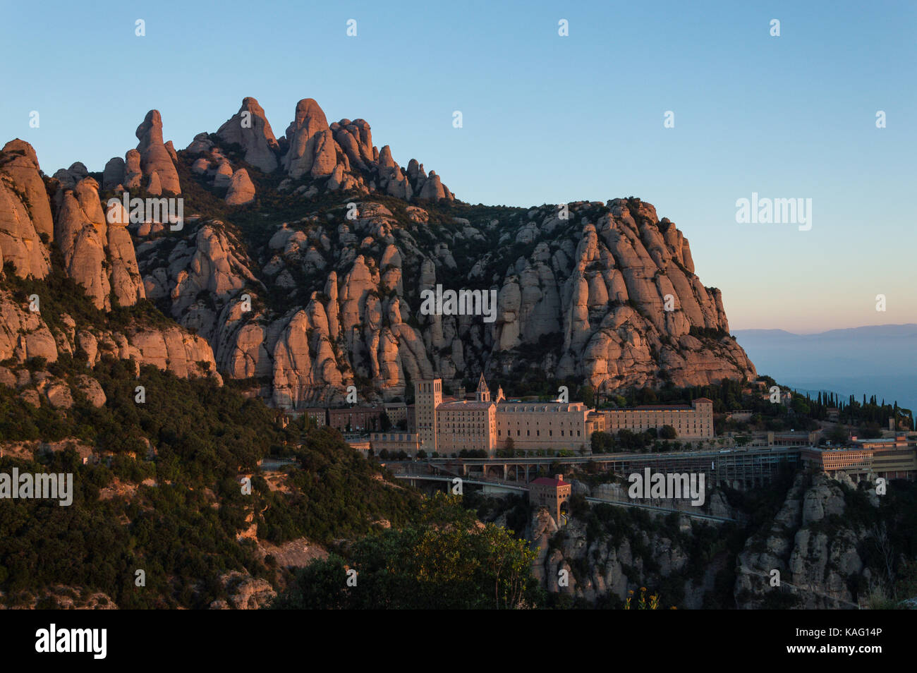 Kloster Montserrat von San Miquel Kreuz, Barcelona Stockfoto