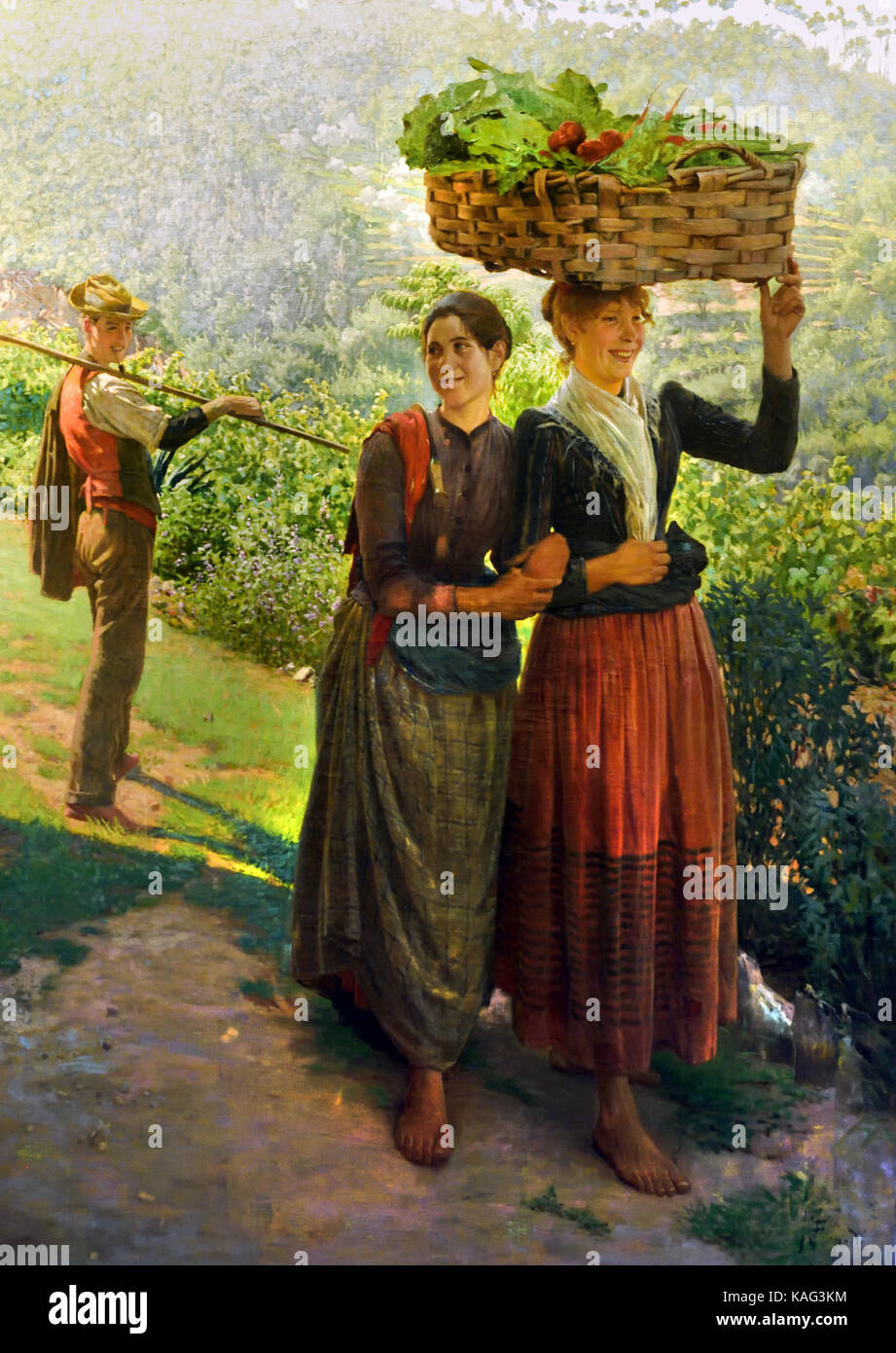 Vita Campagnola - Ländliches - Farmgirls, Land Frauen von Ruggero Focardi (1864 - 1934) Italien Italienisch. Stockfoto
