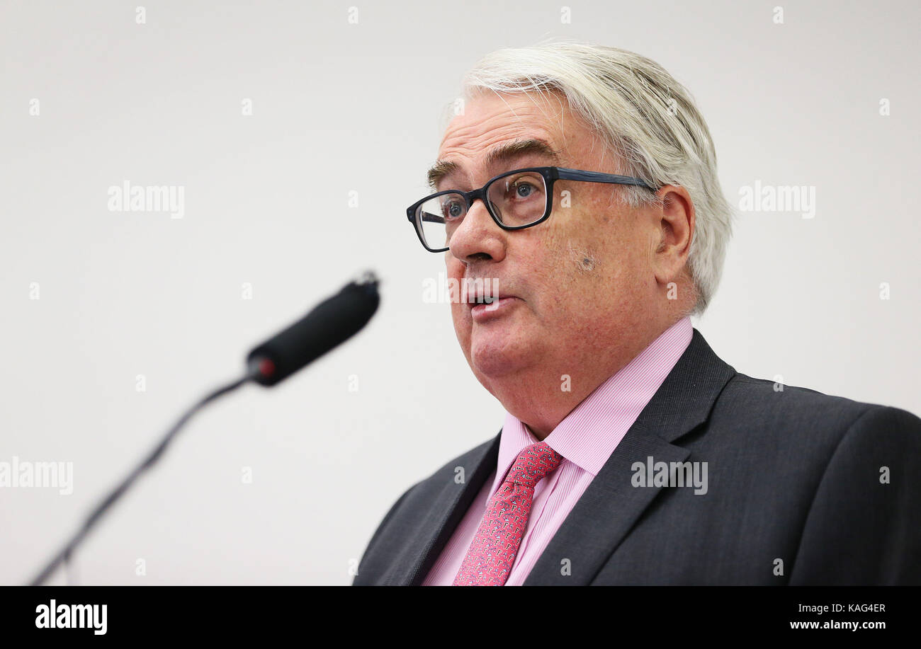 Chief Justice Frank Clarke bei der Rede der bevorstehenden rechtlichen Jahr zu markieren und umriss seine und die Prioritäten der Justiz an den vier Gerichte in Dublin. Stockfoto