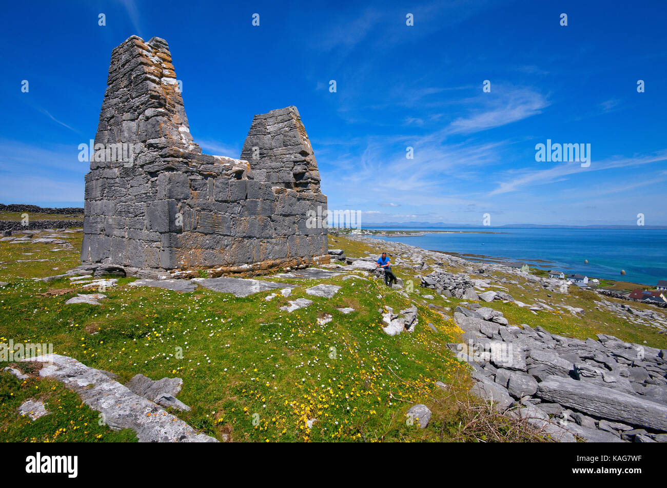 Ruinen von St Benan's Church (Bheanain) auf die Insel Inishmore, Aran Islands, County Galway, Irland Stockfoto