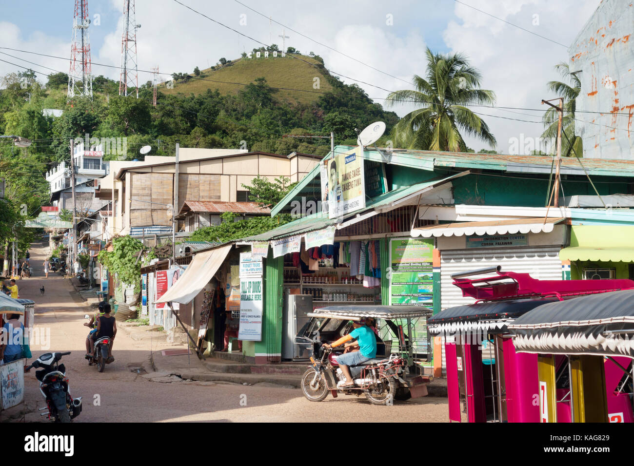 Coron, Philippinen - eine Straßenszene, Coron, Busuanga Island, Provinz Palawan, Philippinen, Asien Stockfoto