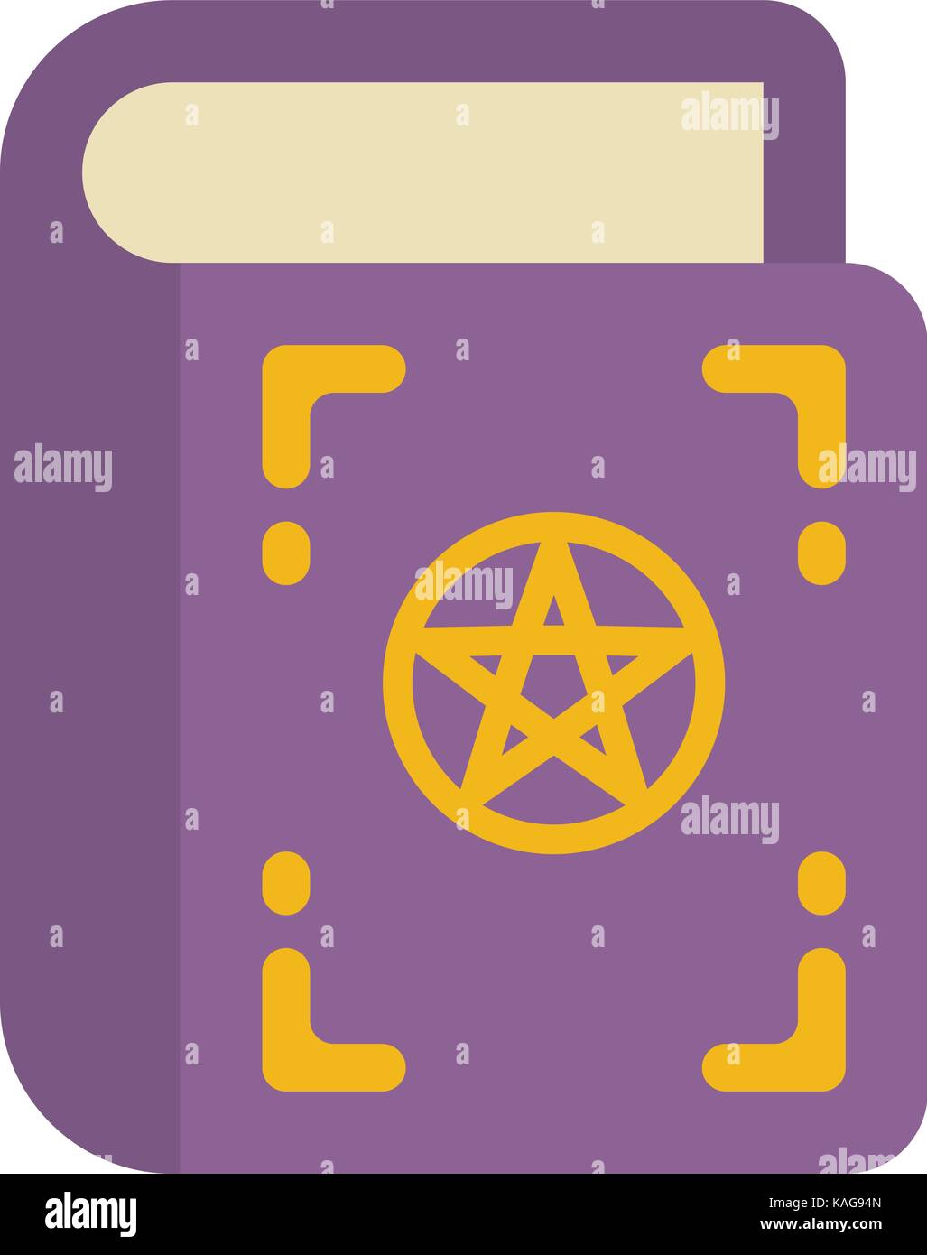 Withes Zauberbuch Flachbild-Symbol. Lila okkulten Buch mit Pentagramm auf der Abdeckung an. Halloween flachbild Abbildung Stock Vektor