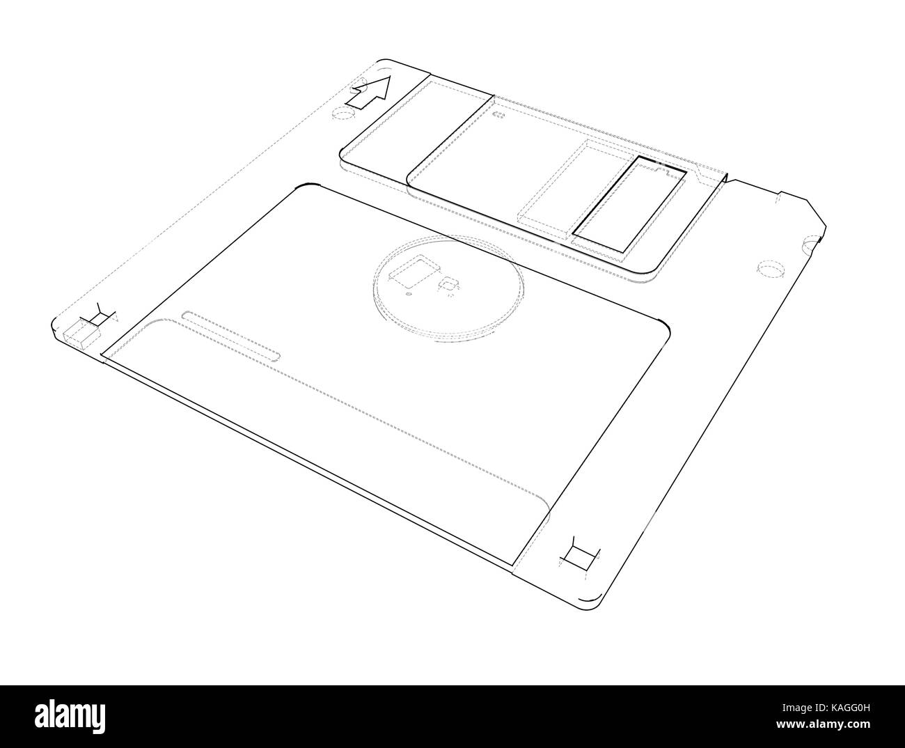 Floppy Disk Storage Skizze. Vektor Stock Vektor