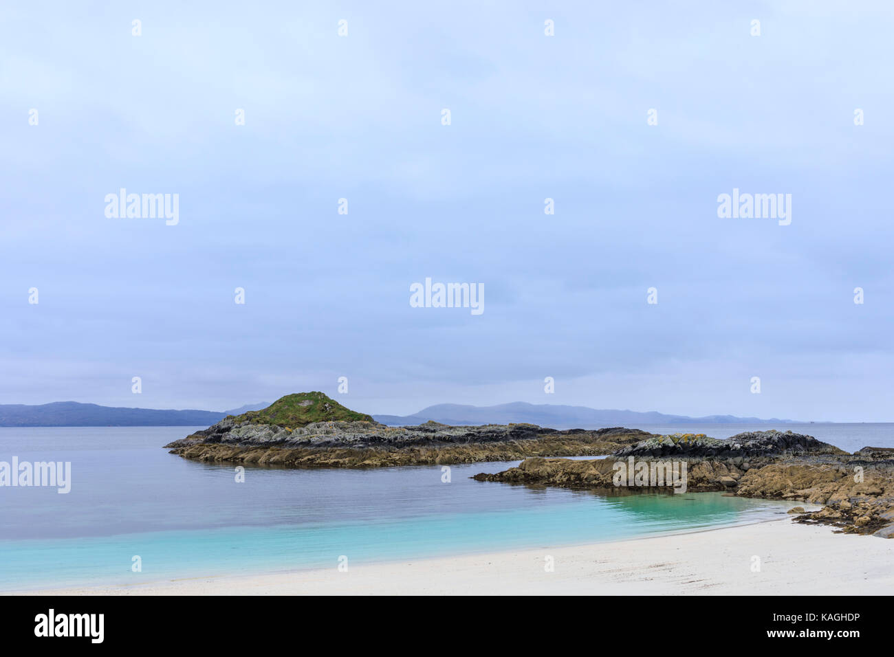 Rhu Point Beach, Port Rhu Nam Murrach auf der Halbinsel in der Nähe von Arisaig, Morar, Schottland Stockfoto