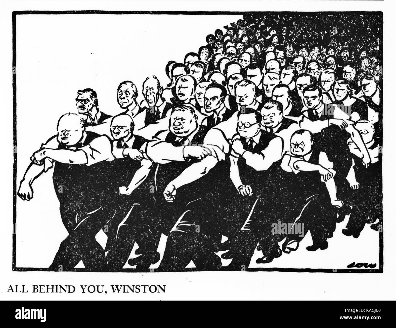 Churchill Karikatur von Niedrig Stockfoto
