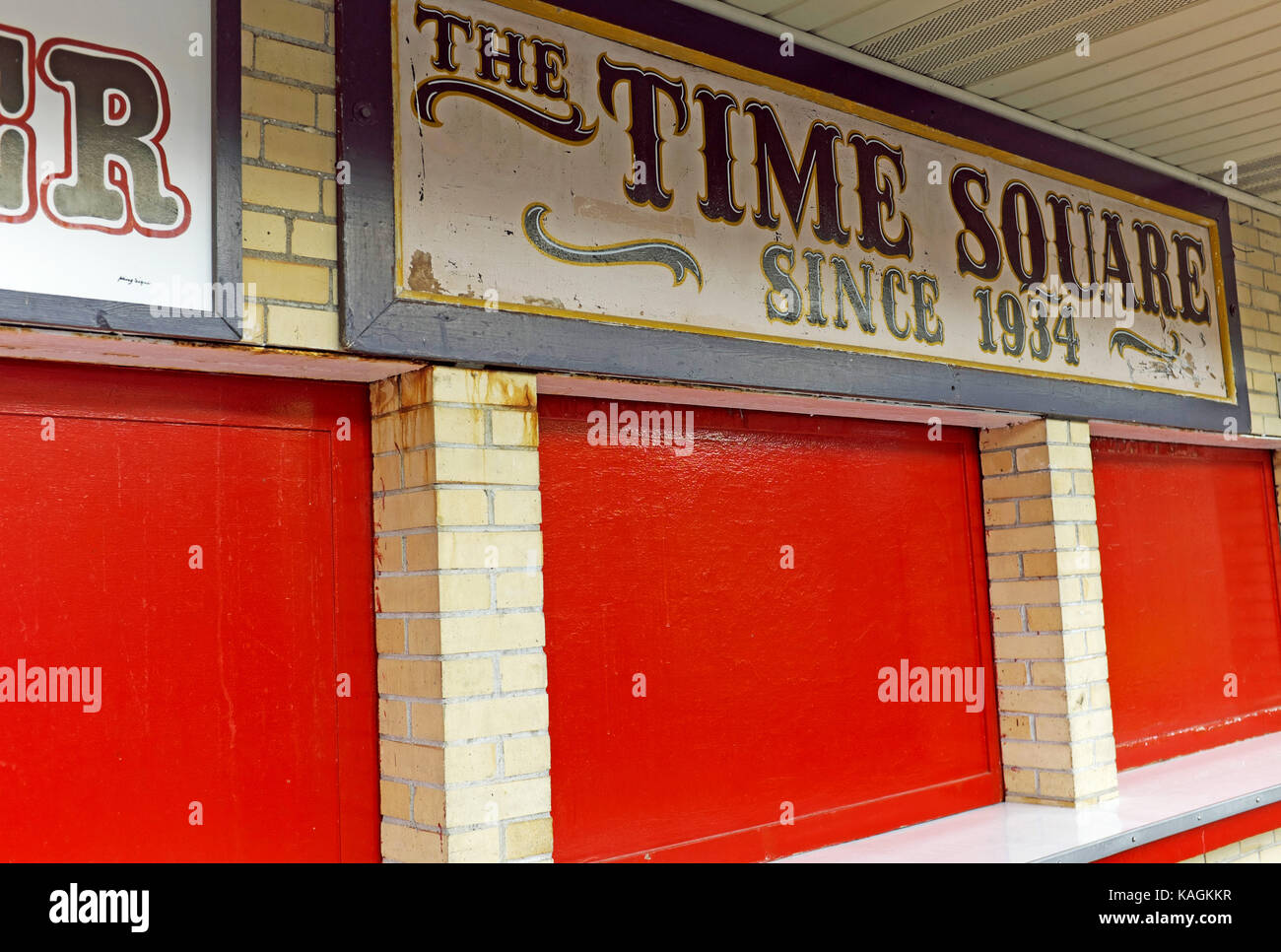 Der Times Square am Genf-on-the-Lake-Strip in Ohio ist nach der Sommersaison 2017 geschlossen. Stockfoto