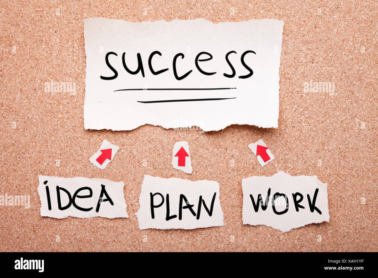 Papier Ablaufdiagramm Diagramm auf Cork board Stockfoto