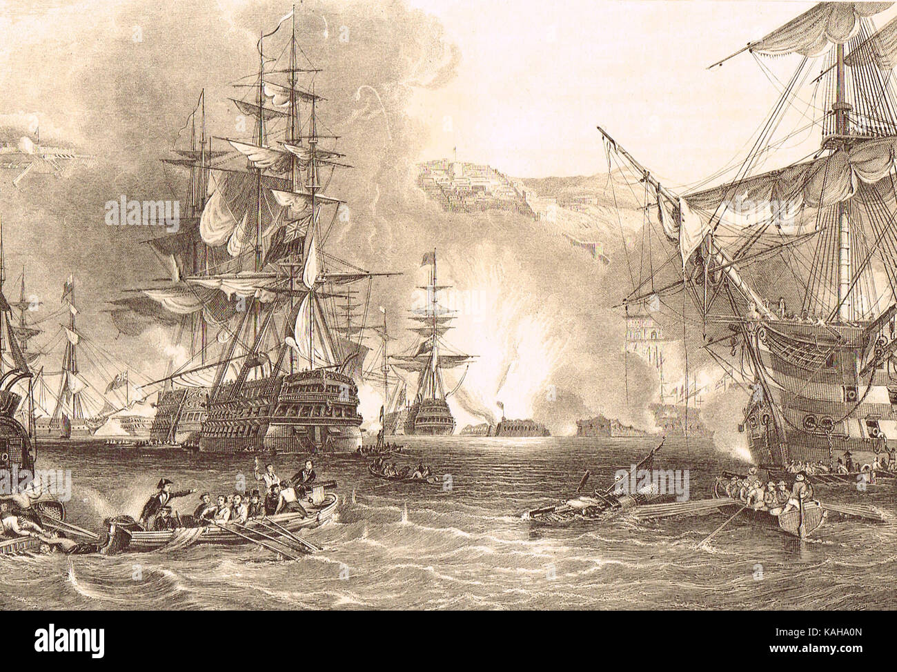 Bombardement von Algier im Jahre 1816 von Herrn Exmouth Stockfotografie