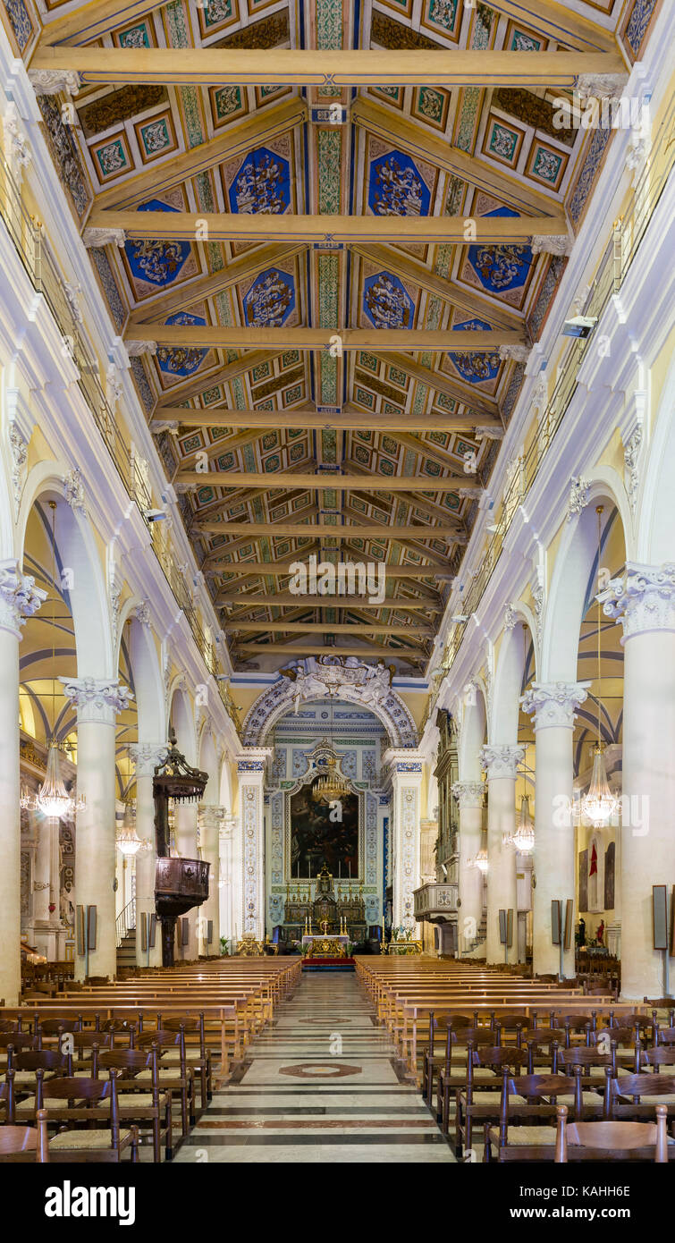 Hauptschiff, ciesa Santa Maria di Betlem, Val di Noto, die zum UNESCO-Weltkulturerbe, Provincia di Ragusa, Sizilien, Italien Stockfoto