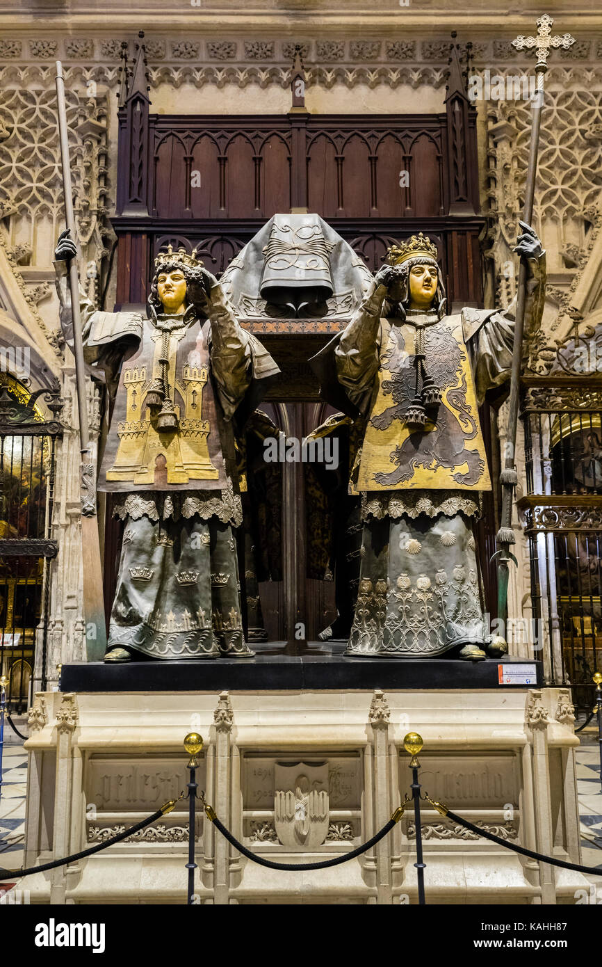 Grab von Christoph Kolumbus, Cristoforo Colombo, Cristóbal Colón, Kathedrale Santa María de la Sede Stockfoto