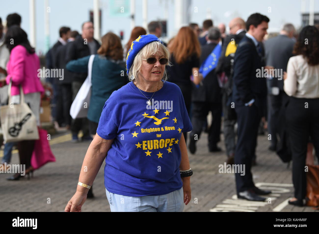 Brighton, uk. 26 Sep, 2017. Anti brexit Mitkämpfer außerhalb der Labour Party in Brighton heute: Simon dack/alamy leben Nachrichten Stockfoto