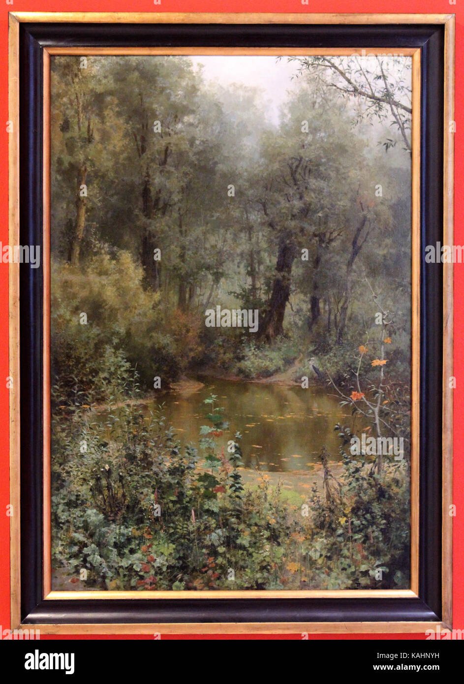 Deutsche Titel "waldweiher" - ein Gemälde von russischen Malers Wassili Dmitrievich Polenov (1844-1927) hängen an der Kieler Kunsthalle in Kiel, Deutschland 26. September 2017. Die Malerei von 1881, die aus einem Museum Taganrog im südlichen Russland durch die deutschen Truppen im Jahr 1943 übernommen wurde, wird in ein Museum in Taganrog zurückgegeben werden. (Achtung Redaktionen: Für redaktionelle VERWENDUNG AUSSCHLIESSLICH IN ZUSAMMENHANG MIT DER AKTUELLEN BERICHTERSTATTUNG) Foto: Matthias Hoenig/dpa Stockfoto