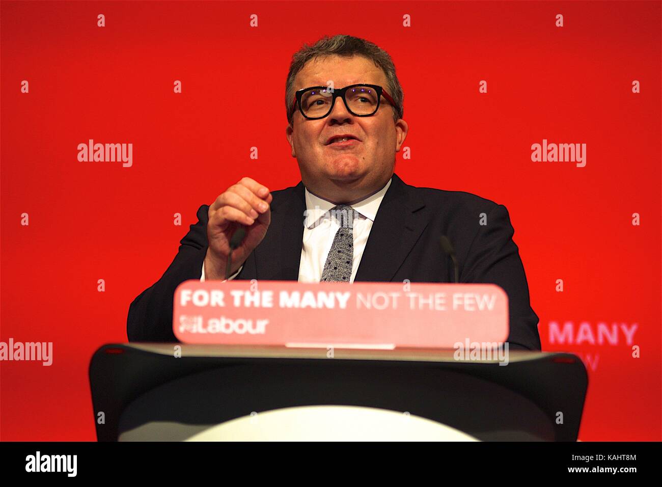 Tom Watson stellvertretender Fraktionsvorsitzender der Labour-Partei gibt seine Rede auf dem Labour-Parteitag in Brighton 2017 Stockfoto