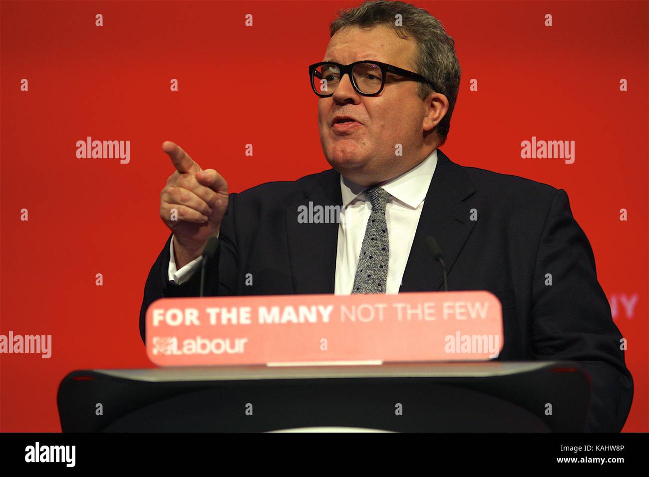 Tom Watson stellvertretender Fraktionsvorsitzender der Labour-Partei gibt seine Rede auf dem Labour-Parteitag in Brighton 2017 Stockfoto