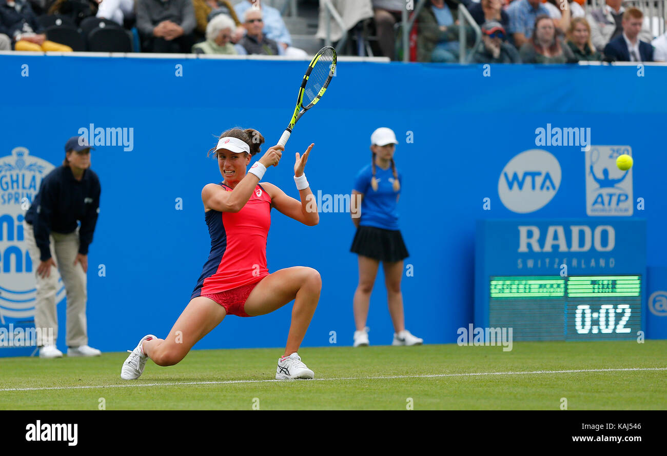 Johanna Konta v Jelena Ostapenko Lettlands am Tag sechs der Aegon International an der Devonshire Park, Eastbourne. 29 Jun 2017 Stockfoto