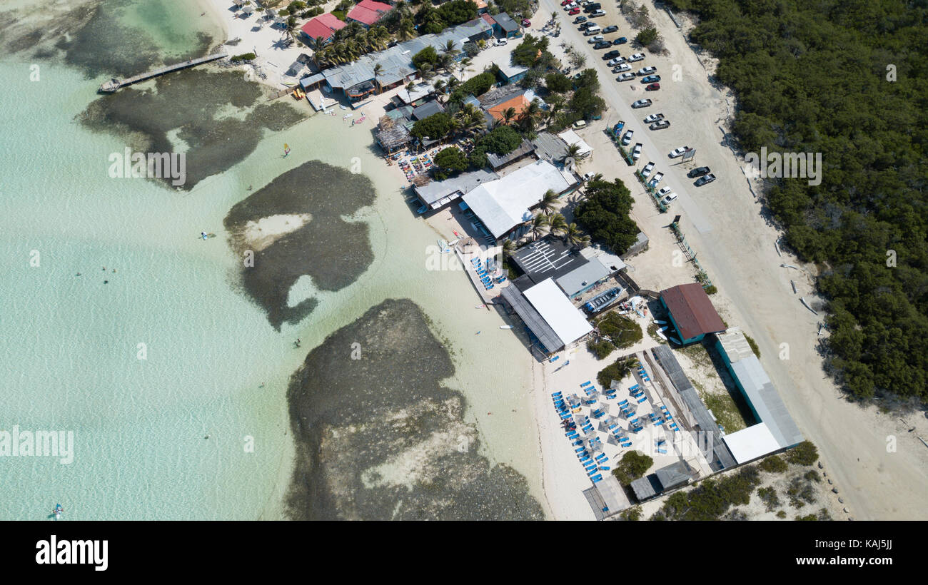 Insel Bonaire Karibik Windsurfen Lagune Sorobon Antenne drone Ansicht von oben Stockfoto