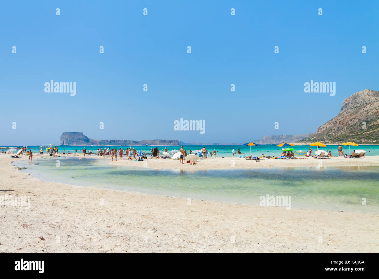 Balos Lagune: alle Schattierungen von Blau und Türkis. Kreta, Griechenland Stockfoto