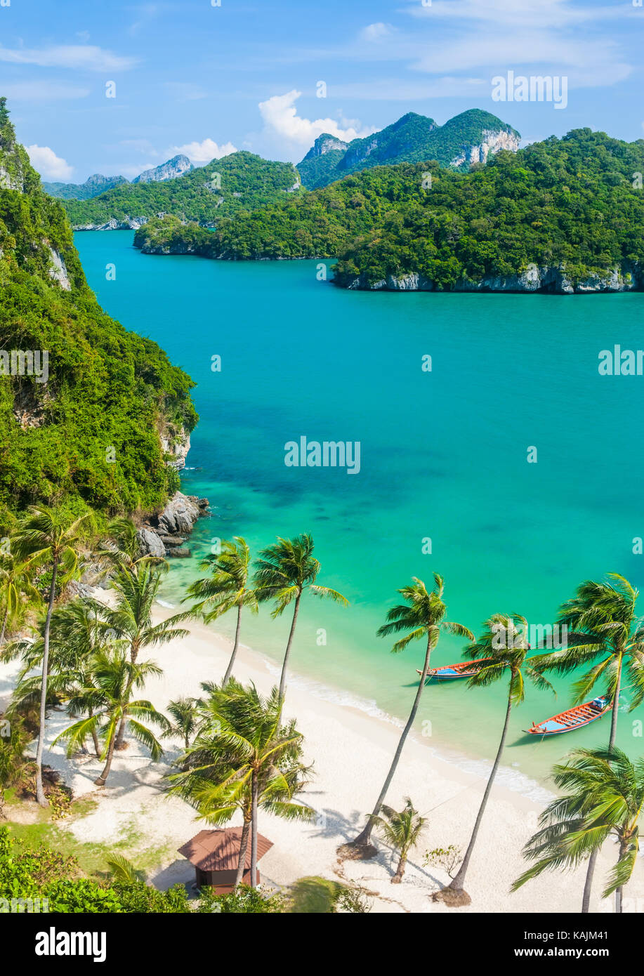 Paradise Beach auf der tropischen Insel. Ang Thong National Marine Park, Thailand. Ansicht von oben Stockfoto