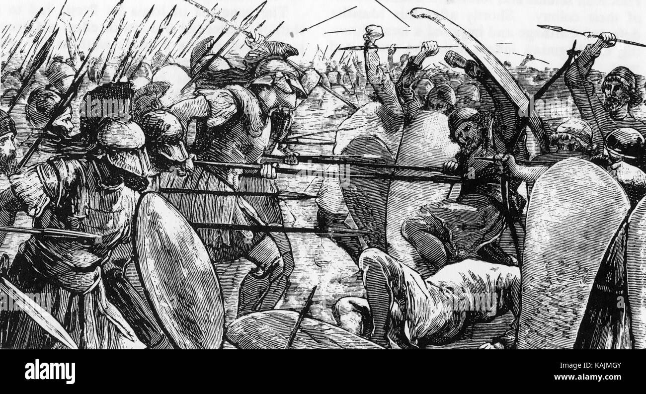 Schlacht von Plataea 479 v. Chr., wie in Abbildung dargestellt, aus dem 19. Jahrhundert. Stockfoto