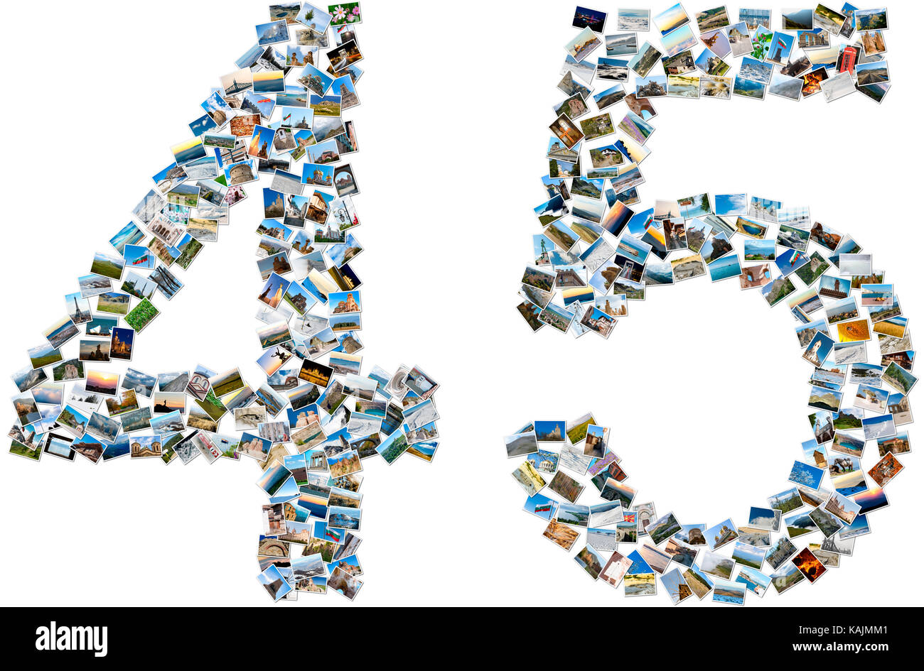 Collage aus Fotos, die Nummern 4 und 5 Stockfoto