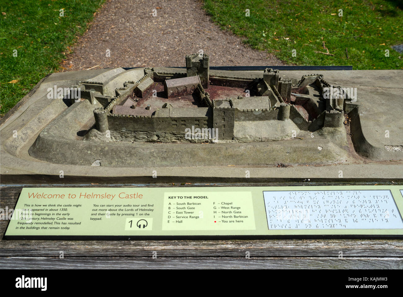 Modell der Helmsley Schloss in 1350, Helmsley, North Yorkshire Stockfoto